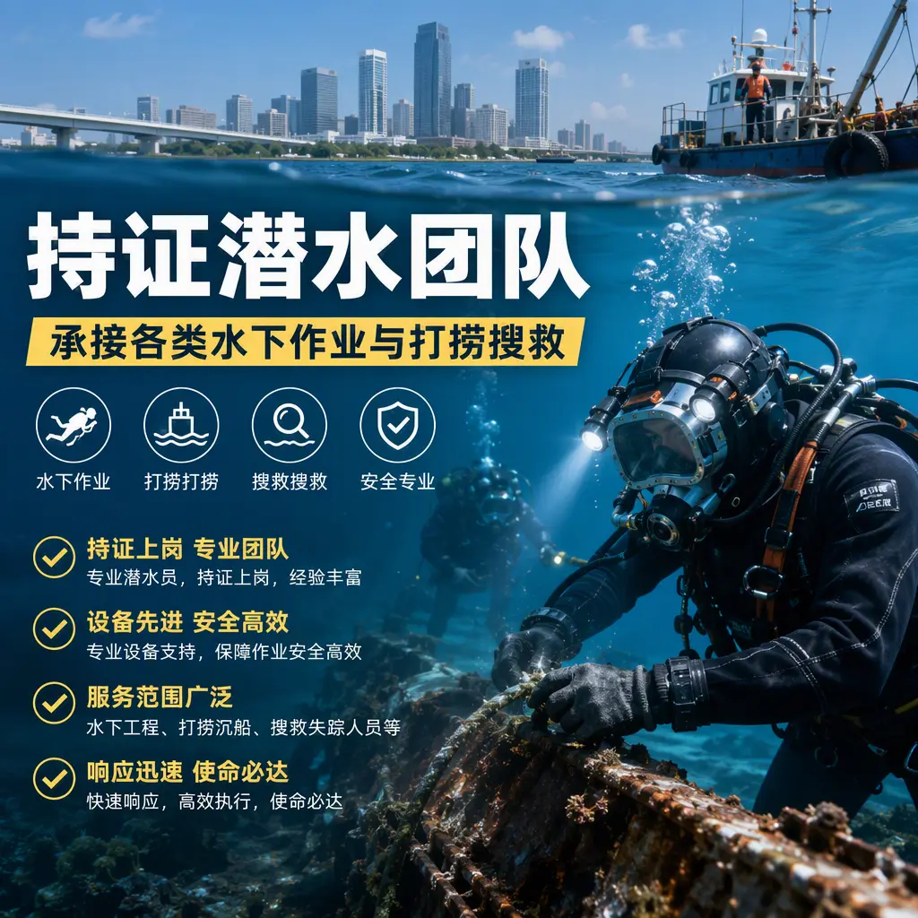 持证潜水团队,承接各类水下作业与打捞搜救舞钢
