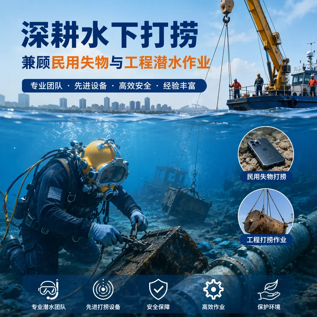 深耕水下打捞,兼顾民用失物与工程潜水作业舞钢