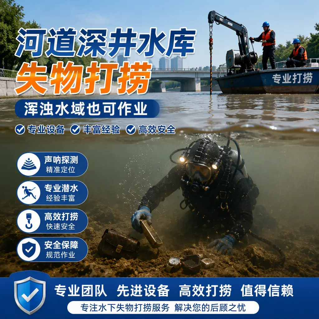 河道深井水库失物打捞，浑浊水域也可作业舞钢
