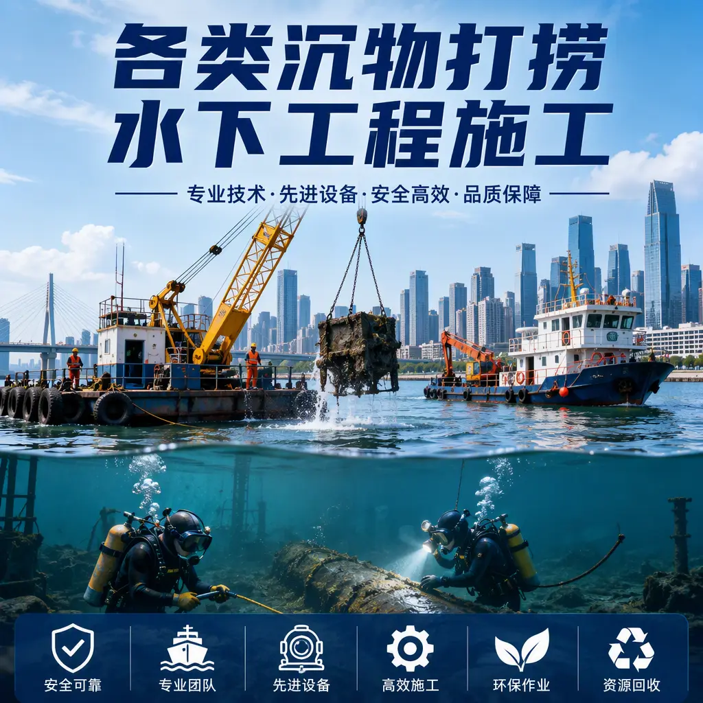 舞钢各类沉物打捞，水下工程施工