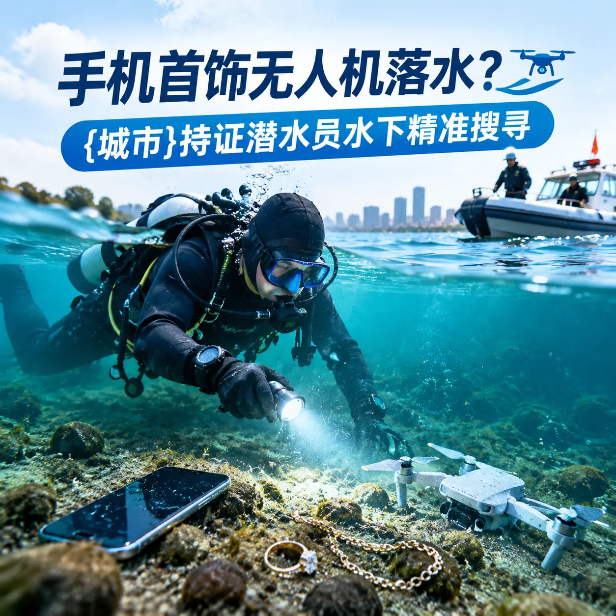 手机首饰无人机落水？舞钢持证潜水员水下精准搜寻